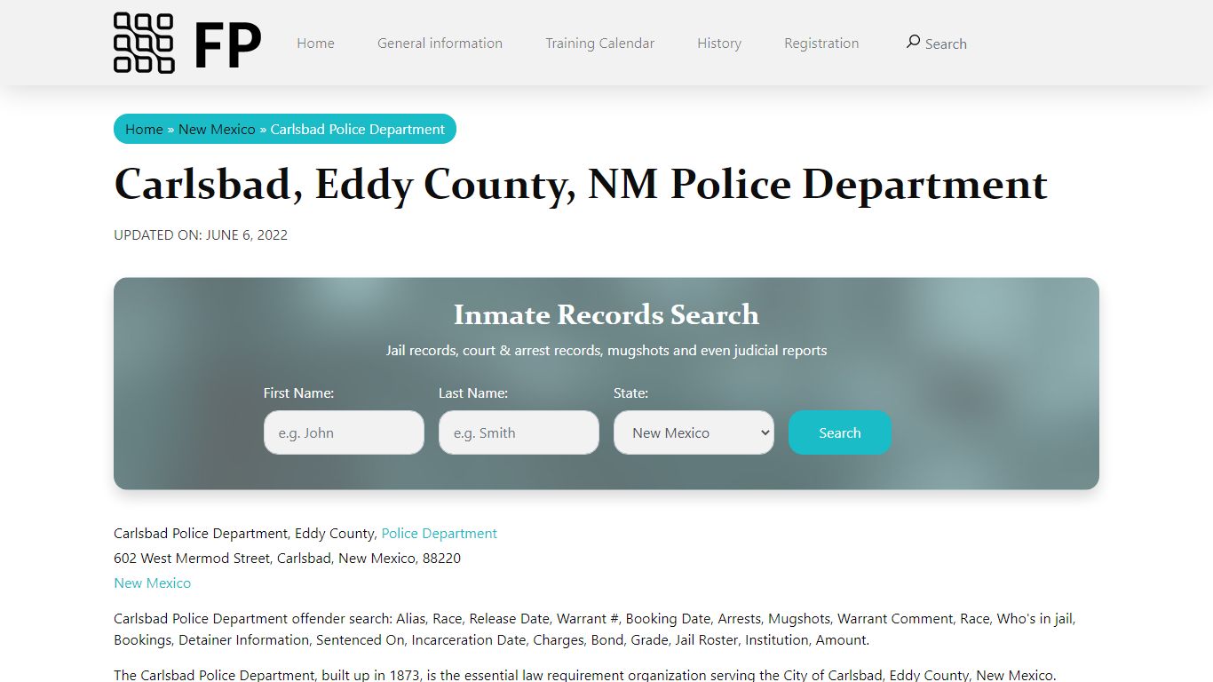 Carlsbad, NM Police - City Jail Inmates, Arrests